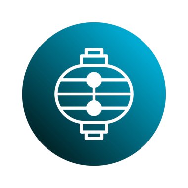 İzole edilmiş bir Çin yeni yıl fener ikonu mavi bir dairede sergileniyor canlı ve şenlikli bir tasarım unsuru sunuyor. İmaj gelenekleri ve kutlamaları çağrıştırıyor.