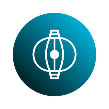 Bir minimalist beyaz Çin fener ikonu, Asya kültürünü ve festival geleneklerini temsil eden mavi bir çember üzerine kuruludur..