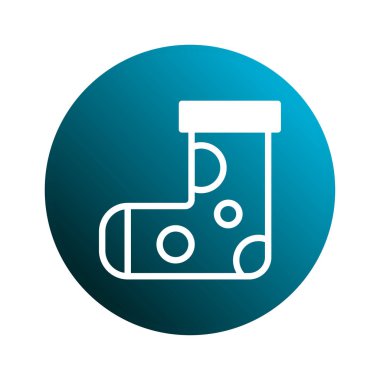 Bu minimalist ikonda, üzerinde benekler olan bir Noel çorabı var. Canlı mavi bir daire çiziyor. Tatil tasarımları için mükemmel..