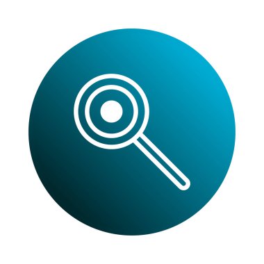 Büyüteç simgesinin temiz, modern bir vektör grafiği. Tasarım, ağ veya uygulama arayüzleri için uygun, bir gök mavisi gradyan daire karşı basit bir beyaz anahat içerir.