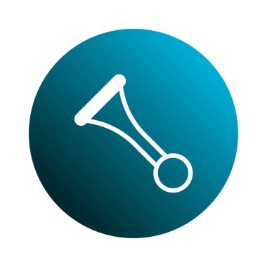 Beyaz bir taslak, mavi bir gradyan çember arka planına karşı bir bisiklet boynuzu simgesi sergiliyor. Tasarım modern ve minimalist..