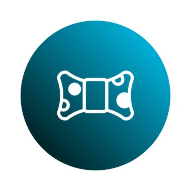 Basit beyaz çizgileri ve mavi arka planda daireleri olan, sosyal medya ve web sitesi grafikleri için mükemmel minimalist bir papyon ikonu tasarımı.