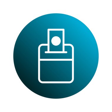 Bağış kutusunu tasvir eden basit bir illüstrasyon. Sadaka, bağış ve finansal desteği sembolize ediyor. Temiz tasarım, bir amaca katkıda bulunmanın özünü anlatır..