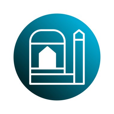 Minaresi olan bir caminin minimalist bir simgesi, İslam kültürünü, mimarisini veya dini temalarını, temiz çizgileri ve modern tasarımı temsil etmek için mükemmel.