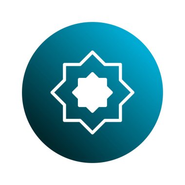 İslami geometrik yıldız tasarımının minimalist bir çizimi eğimli bir gök mavisi çemberine kurulmuştur. Temiz çizgiler ve zarif basitlik modern bir sofistike anlayışı çağrıştırıyor..