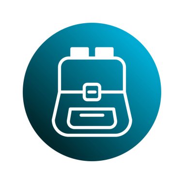 Minimalist çanta ikonu basit ve temiz bir tasarım sergiliyor. Mavi bir gradyana göre ayarlanır, grafik projelerinde stil ve seyahat iletir.