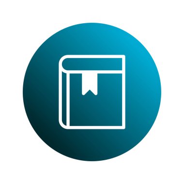 Mavi eğimli bir çember arkaplan üzerinde yer imi olan basit bir kitap simgesi, öğrenmeyi, çalışmayı ve bilgi arayışını temsil ediyor, eğitim içeriği için mükemmel..