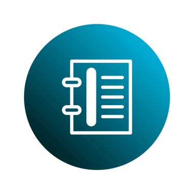 Canlı bir mavi gradyan arkaplan, web tasarımı ve markalaşma materyalleri için ideal dizayn edilmiş bir defter veya not defterinin ikonik gösterimi.