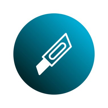 Mavi bir eğimli çemberin içinde daha keskin bir bıçağın yer aldığı minimalist bir ikon. Tasarım hassasiyeti göstermek ya da kesmek için mükemmel..