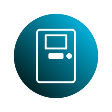 Mavi bir gradyan çemberdeki temiz bir kapı simgesi, web tasarımı veya uygulama arayüzü için uygun erişimi, olasılıkları ve yeni bir başlangıcı temsil eder..