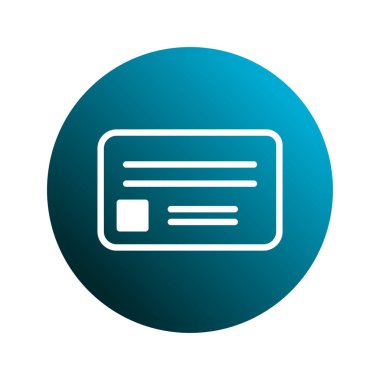 Gradyan çemberdeki minimalist bir kartvizit simgesi profesyonel ve modern bir tasarımı temsil eder. Web, dijital pazarlama ve kurumsal kimlik için ideal.
