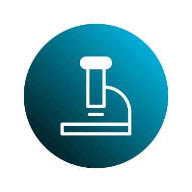 Mikroskop siluetinin temiz, modern bir simgesi, mavi bir arkaplan üzerine kurulmuş. Bilimi, araştırmayı veya tıbbi kavramları temsil etmek için ideal.