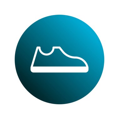 Mavi dairenin merkezindeki bir ayakkabı ikonunun minimalist görüntüsü. Spor, spor ve markalaşma uygulamaları için ideal.