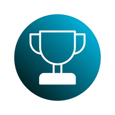 Mavi daire içindeki beyaz şampiyon ödülünün minimalist vektör çizimi, çeşitli tasarım projelerinde başarı ve başarıyı temsil etmek için mükemmeldir..