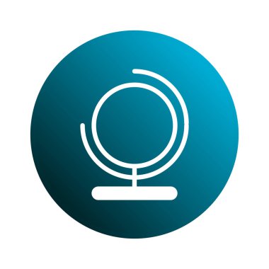 Basit ama zarif bir tasarım mavi bir gradyan çemberin merkezindeki bir kürenin beyaz ana hatlarını içerir. Bu resim küresel bağlantıları, keşifleri ve bilgi arayışını sembolize eder..