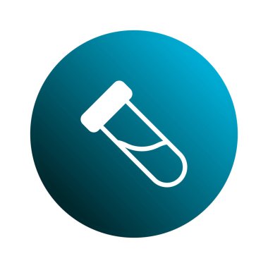 Mavi çember içinde bilimsel araştırma ve tıbbi analizi sembolize etmek için mükemmel bir test tüpü..