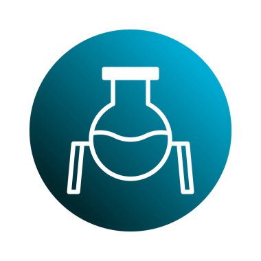 Minimalist bir çizim, yuvarlak bir alttaki şişeyi resmediyor. Tasarım basit ve bir laboratuvar ya da bilim konseptini resmetmek için idealdir..