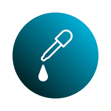 Yuvarlak mavi bir zemine düşen bir damlacığın yer aldığı basit bir simge. Tasarım, bilim, tıp veya araştırma temalarını akla getiren temiz ve modern bir tasarım..