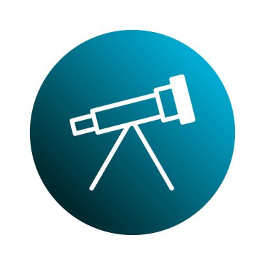 Bilimsel gözlem, kozmosun keşfi ve astronomik keşifleri temsil eden bir teleskopun net bir vektör çizimi. Bilim ve eğitim içeriği için ideal.