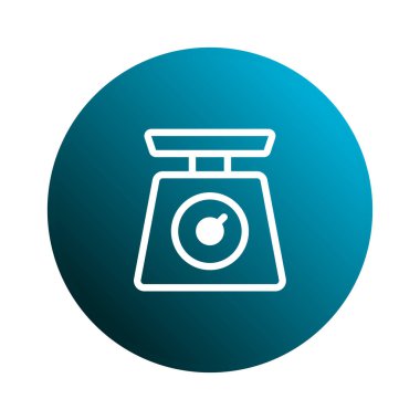 Gradyan mavi bir çember içinde, kullanıcı arayüzleri, web tasarımları ve grafikler için mükemmel bir mutfak ölçekli simgenin asgari vektör çizimi.