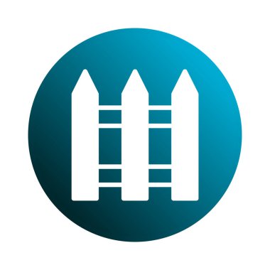 Beyaz çitli silueti olan temiz ve modern bir tasarım. Bu grafik, eğimli mavi dairesel bir arkaplan üzerine kuruludur. Logolar ve simgeler için ideal.