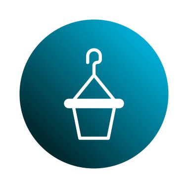 Mavi eğimli arka planda asılmış minimalist bir tencere simgesi. Bahçıvanlık, dekorasyon ya da doğayla ilgili tasarımlar için ideal. Çeşitli yaratıcı projeler için basit vektör çizimi.