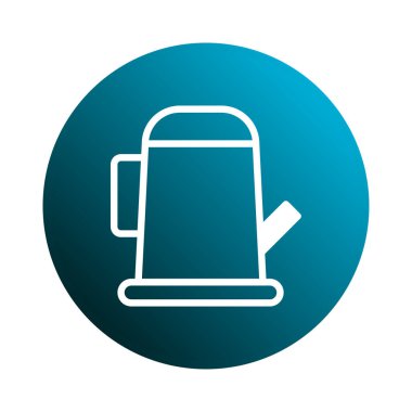 Mavi dairesel arka planda bir sulama tenekesinin temiz ve basit bir çizgisi çizimi, bahçe, tarım veya sürdürülebilir uygulamaları temsil etmek için mükemmel.