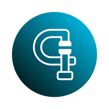 Yapı, mühendislik veya imalat kavramlarını temsil etmek için ideal mekanik kıskacın temiz ve basit bir çizimi.