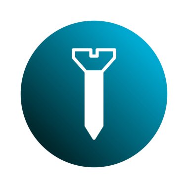 Mavi bir gradyan çemberin üzerinde beyaz bir vida anahatına sahip temiz bir ikon. Modern bir tasarımda bağlanma, inşaat veya teknik kavramları temsil etmek için idealdir..