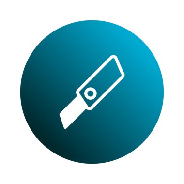 Keskin bir keski simgesi mavi eğimli bir çember arka planında gösterilir, görevleri keserken hassasiyeti ve verimliliği simgeler. Araç veya ekipmanı temsil etmek için ideal.