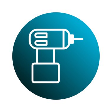 Kablosuz matkap içeren basit ve temiz bir simge. İnşaat, onarım veya DIY projelerini temsil etmek için mükemmel. Mavi eğimli bir arkaplana göre dizayn profesyonellik ve hassasiyet taşır..