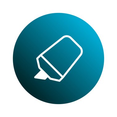 Mavi gradyan çember arkaplan üzerinde minimalist işaret ikonu vektör çizimi. Çizim, tasarım, kırtasiye, ofis malzemeleri ve yaratıcılığı sembolize eder..