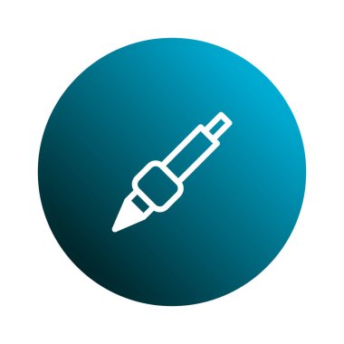 Bir çemberin içindeki dijital bir kalemin gradyan mavi arkaplandaki görüntüsü. Bu sanat yaratıcılığı, dijital araçları ve grafiksel temsilleri sembolize eder..