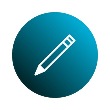 Derece mavi bir daireye yerleştirilmiş temiz ve basit bir beyaz kalem simgesi. Modern ve minimalist bir dokunuşa ihtiyaç duyan tasarım projeleri için ideal.