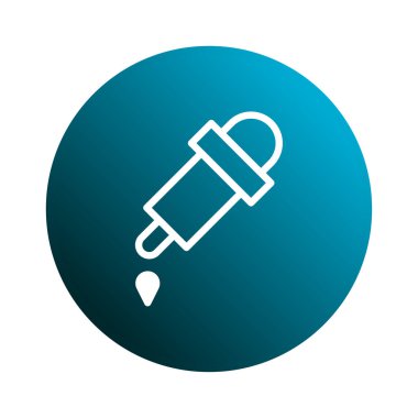 Mavi arka planı olan bir laboratuvar atıcısının minimalist vektör çizimi. Bilim, kimya, ilaç araştırmaları ve tıbbi temalı projeler için elverişli.