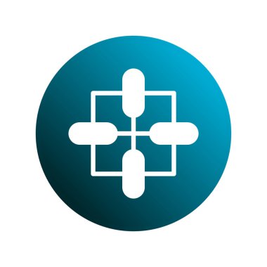 Resim, bir sistem içinde birbirine bağlı düğümleri gösteren bir ağ bağlantısı tasarımı kavramını göstermektedir. Sunumlar veya web siteleri için kullanılabilir.