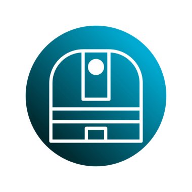 Bu minimalist illüstrasyon daire içinde bir bina içeriyor. Beyaz çizgilerin turkuaz bir arkaplan üzerinde kullanılması modern ve temiz bir görünüm yaratır, markalaşma veya web sitesi tasarımı için mükemmeldir..