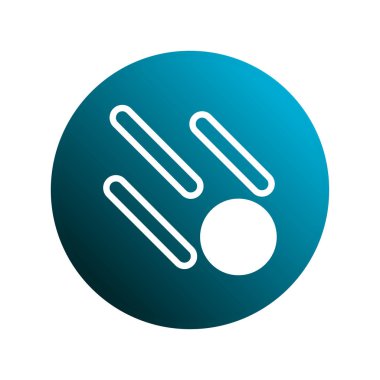 Bu soyut tasarım, eğimli bir mavi çember üzerinde bir kuyruklu yıldıza benzeyen geometrik şekiller içerir. Bir hareket ve modernlik duygusu taşır..