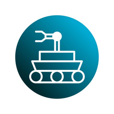 Robot kollu bir uzay keşif aracının, teknolojiyi ve gelecekteki yenilikleri sembolize eden minimalist bir çizimi..