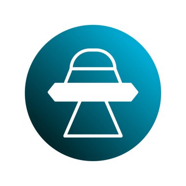 Bir UFO 'nun temiz ve modern bir çizimi. Tasarım, uzay keşiflerinin gizemini ve cazibesini temsil eden minimalistik ve kolayca tanınabilir..