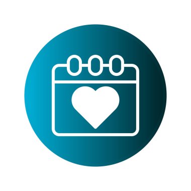 Kalpli bir takvim simgesinin basit, modern bir temsili, hatırlatıcı veya önemli aşk temalı olaylar için mükemmel.