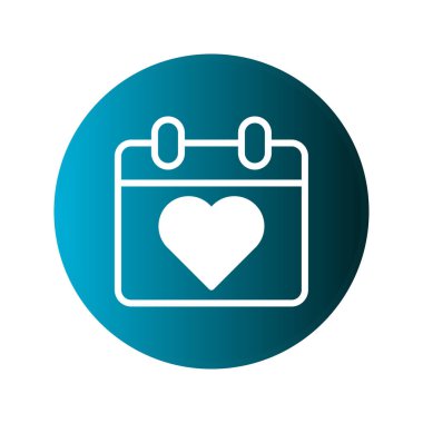 Minimalist bir imgede, içinde kalp sembolü olan bir takvim simgesi bulunur. Aşk, romantizm ya da özel bir tarih önerilir. Temiz tasarım Sevgililer Günü grafikleri için idealdir..