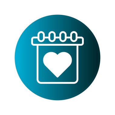 Kalbi olan takvim ikonu, aşkı, olayları ve özel tarihleri sembolize ediyor. Romantik olayları hatırlamak ve planlamak için mükemmel.