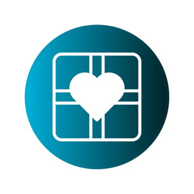 Kalp içeren bir hediye kutusu ikonunun zarif grafik tasarımı. Sevgililer günü için ideal, ya da modern tarzda sevgi ve sevgiyi ifade etmek için..