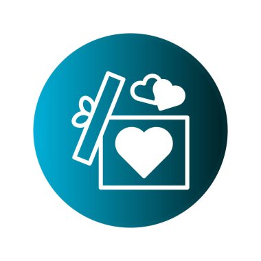 Kalpli, sevgi, sevgi ve romantizmi simgeleyen, Sevgililer Günü kartları veya tasarımları için mükemmel bir hediye kutusu..