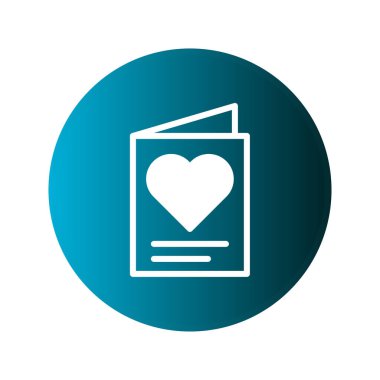 Mavi bir çemberin içinde içinde kalp sembolü olan bir tebrik kartı tasvir eden bir vektör çizimi. Sevgi, şefkat ya da içten mesajlar iletmek için mükemmel..