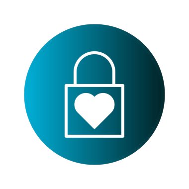 Beyaz kalp şeklinde bir asma kilit mavi eğimli bir çembere karşı, aşkı, güvenliği ve güvenliği sembolize ediyor. Tasarım, koruma ve gizlilik duygusunu çağrıştırıyor..