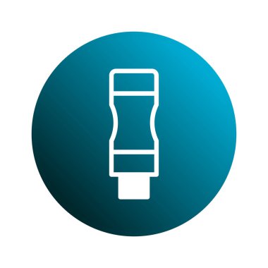 Bu, veri depolama ve teknolojiyi temsil eden mavi bir daire içinde USB aygıtı tasvir eden minimalist bir simge. Tasarım basit ve modern..