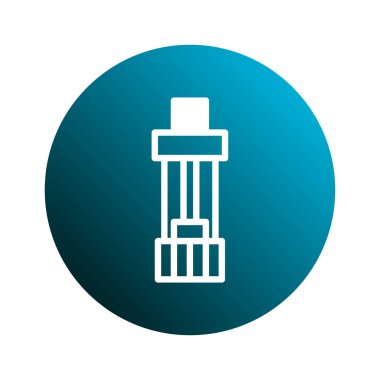 Çağdaş bir mimari binanın minimalist vektör çizimi. Değişik tasarım projeleri ve uygulamaları için uygun bir eğimli çember arkaplan üzerinde izole edilmiş.