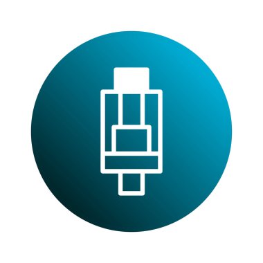 Mavi arkaplan ile buharlaştırma aygıtı simgesi. Bu bir elektronik sigara veya buharlaştırıcı çizimi, modern buhar teknolojisini ve yaşam tarzını temsil ediyor..